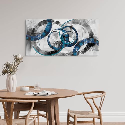 XLSJERST Large Wall Art for Living Room – Blue Abstract Canvas Artwork Designed Elegant and Minimalist Style Perfect for Bedrooms Offices and Modern Home Decoration — view 3