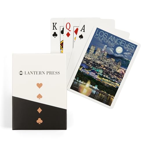 Lantern Press Naipes Poker Los Angeles Skyline Noche