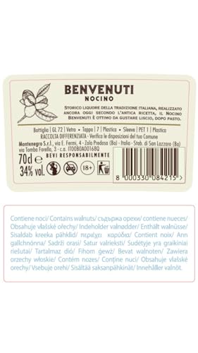 Nocino Benvenuti 70cl - Likör ausschließlich aus italienischen Walnüssen nach altem Rezept erzeugt. 34% vol.