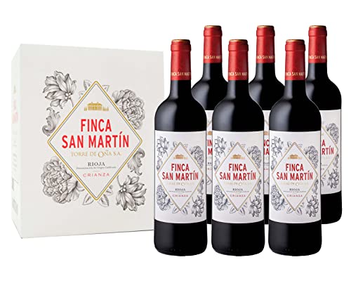 Finca San Martín - Vino Tinto Crianza D.O Rioja Alavesa Variedad Tempranillo Añada 2019 Pack Estuche 6 Botellas De 75cl Finca San Martín - Vino Tinto Crianza D.O Rioja Alavesa Variedad Tempranillo Añada 2019 Pack Estuche 6 Botellas De 75cl
