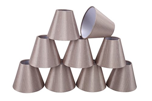 Exclusive Discount 70% Price  Aspen Creative Taupe, 32002-9 Small Hardback Empire Shape Chandelier Clip-On Lamp Shade Set (9 Pack), Transitional Design, 6" Bottom Width (3" x 6" x 5"), 9 Count