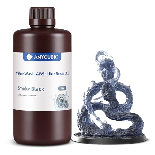 Image of ANYCUBIC Water Washable ABS-Like Resin 3.0, 3D Printer Resin, High Toughness and High Precision, Easy to Post-Process, Low Odor, Wide Compatibility for All LCD 3D Printers (Smoky Black, 1kg)