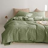 Lanqinglv Ropa de cama verde de 135 x 200 cm, funda nórdica de 135 x 200 cm con cremallera y 1 funda de almohada de 80