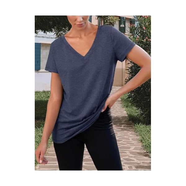 Womens T Shirts Short Sleeve V Neck Tops Female Summer Trendy Soft Tees Casual Shirts Loose Outfits Lightweight Clothes - Image 5