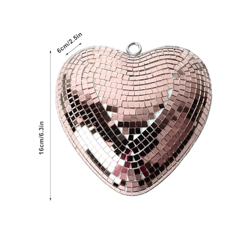 Bola espejada en forma de corazón, adorno decorativo reflectante para fiestas, KTV y bares (oro rosa) miniatura 4