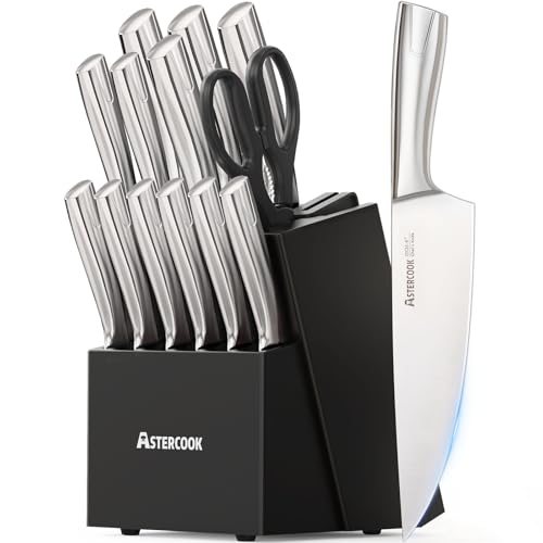 Astercook 15-Piece Full-Tang Knife Set with Block