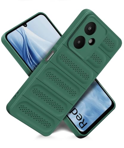 Image of WOW IMAGINE Ultimate Silicone Back Cover Case for Mi Redmi 13C 5G | Redmi 13C 4G | Poco M6 5G | Poco C65 | Heat Dissipation Soft TPU | 360 Camera Protection | Breathable Cooling Holes - Forest Green