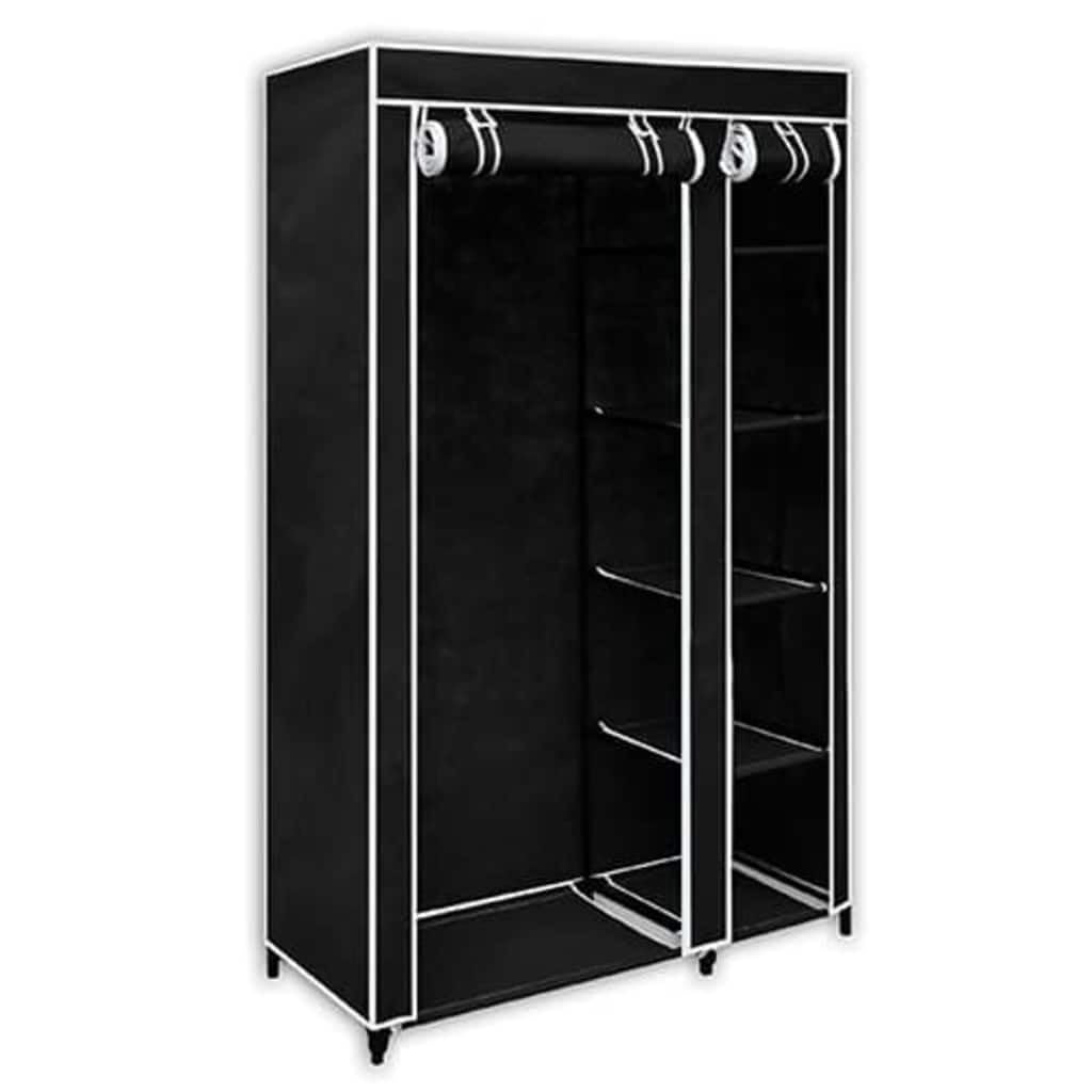 Fengshui Szafka składana, czarna, 110 x 45 x 175 cm | Pokrowiec z włókniny, stalowa rama, zwijane drzwi z zamknięciem, oszczędność miejsca, do piwnicy lub kempingu