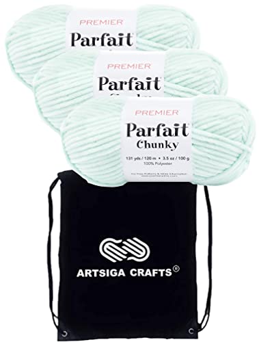 Hilo Parfait Chunky Mint Premier Yarns tacto terciopelo para proyectos de lujo 2