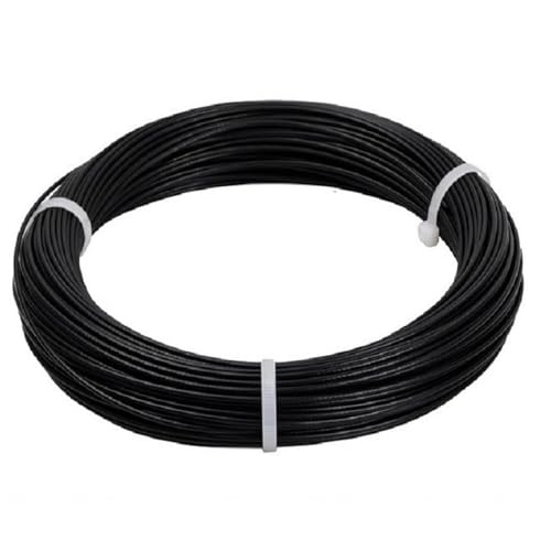50M Cuerda de Alambre de Acero, Cable de Acero Inoxidable 2mm 304 Recubierto de PVC 7x7 Hilo, Flexible Alambre Resistente Tendedero, Suspensión Cable de Metal Marco Fotos Jardín Exteriores (Negro)
