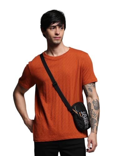 Image of Jack & Jones Men Cotton Regular Self Design Round Neck T-Shirt