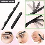 Eyebrow Razor, 7 in 1 Brow Kit, Eyebrow Trimmer Set Including Brow Razors, Brush, Scissors, Tweezers, with Plastic Box for Women Men Eyelash Facial Grooming - Image 4
