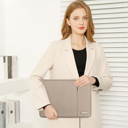 Image of MOSISO Laptop Case 13.3 inch, 13-13.3 inch Laptop Sleeve Compatible with MacBook Air /Pro 13 /Pro 14 M5 M4 M3 M2 M1, HP Dell ASUS Lenovo,Polyester Vertical Computer Sleeve Bag with Pocket, Taupe Brown