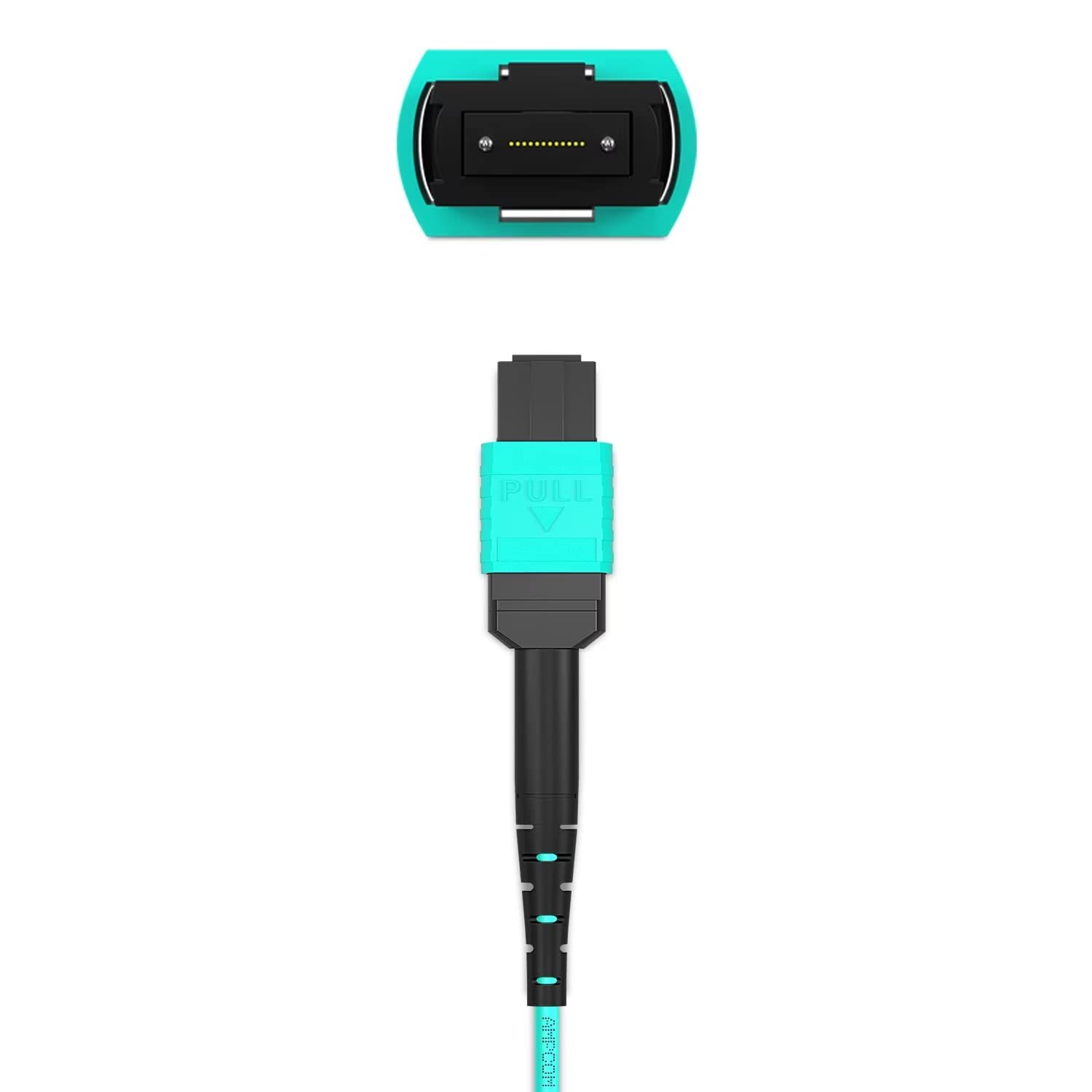AMPCOM MPO to FC Breakout Cable 50/125μm Multimode OM3-300(12 Fiber, MPO to FC, Type B, LSZH/Riser, UPC, Aqua) 3m (9ft)