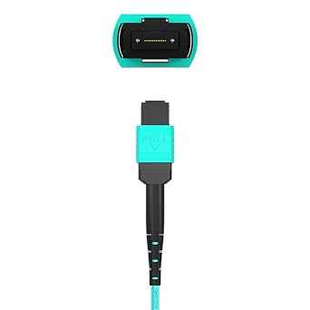 AMPCOM MPO to LC Breakout Cable 50/125m MultiMode OM3-300(24 Fiber,MPO to LC, Type B, LSZH/Riser, UPC, Aqua) 1m (3ft)