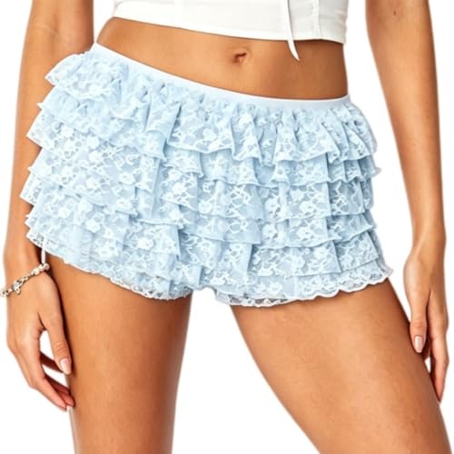 Image of NUFIWI Women Lolita Bloomers Ruffle Shorts Lace Cute Pumpkin Pants Sexy Boyshorts Layered Y2k Mini Shorts Pettipants