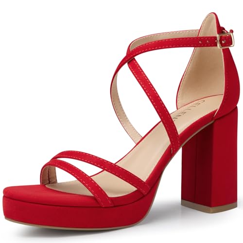 Image of CELLENZ Women Strappy Platform Heels: 3.4 Inch Chunky Heeled Sandals, Comfortable Sexy Block High Heels, for Prom Party Bridal Wedding Black White Silver Nude Dressy Shoes