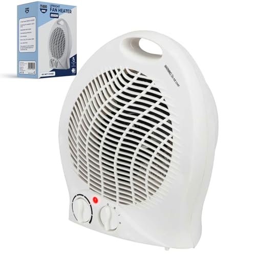 CUQOO 2KW Portable Fan Heater with Dual Heat Settings - Energy Efficient 2-in-1 Indoor Heating & Cooling Solution - Silent Operation, Overheat Protection for Home & Office Use