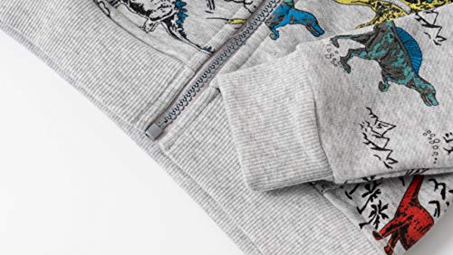 Azalquat Baby Toddler Boys Dinosaur Hooded Zip Jacket Casual Outerwear Active Sweatshirt (Grey, 4-5T) - Thumbnail 5