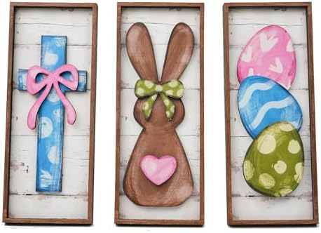 3 Pcs Easter Decorations for Table - Bunny Welcome Happy Easter W...