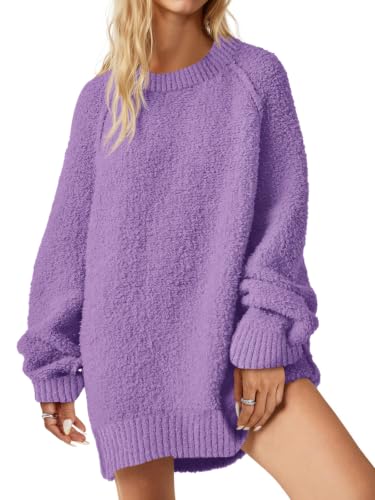 Image of Saodimallsu Womens Oversized Sweater Fuzzy Long Sleeve Casual Tunic Sweater