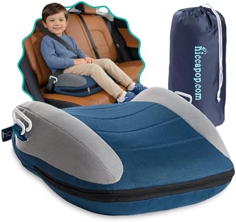 Hiccapop UberBoost Inflatable Booster Car Seat | Travel Booster Car Seat | Portable Booster Seat for Toddlers, Kids, Child (Navy/Gray)
