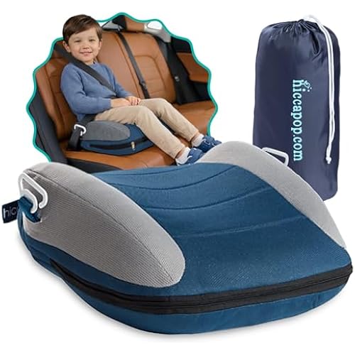 UberBoost Inflatable Booster Car Seat, Travel Booster Seat, Navy/Gray