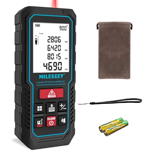 Image of 120M Laser Measure Device, MiLESEEY 229ft Digital Laser Tape Measure with Upgrade Electronic Angle Sensor, ±2mm Accuracy, Area Measurement,Volume and Pythagoras, 2"LCD Backlit,Mute, Battery Included