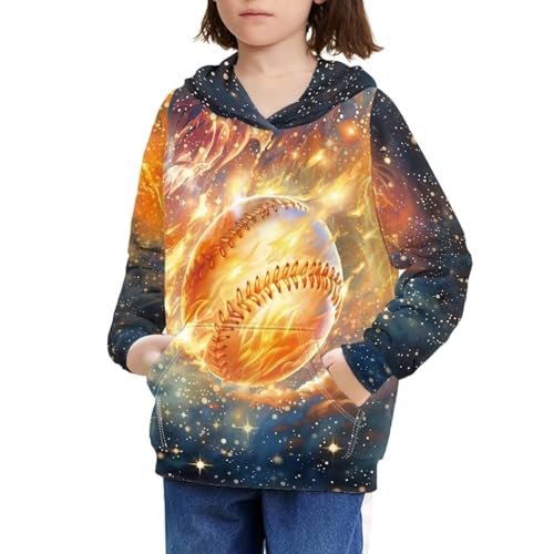 Image of WELLFLYHOM Boys Hooded Sweatshirts Hoodie Pullover Cool Graphic Crewneck Blouses Size 6-16