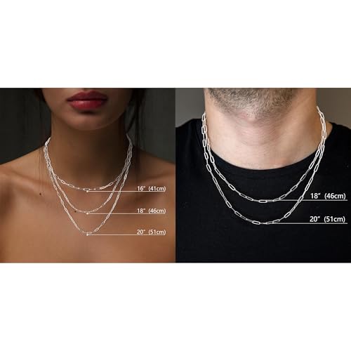 Silver Paperclip Chain Necklace for Women, Dainty Silver Choker Necklaces for Women Trendy Simple Long Minimalist Waterproof Link Necklace Jewelry Gifts for Women 16/18/20 in4