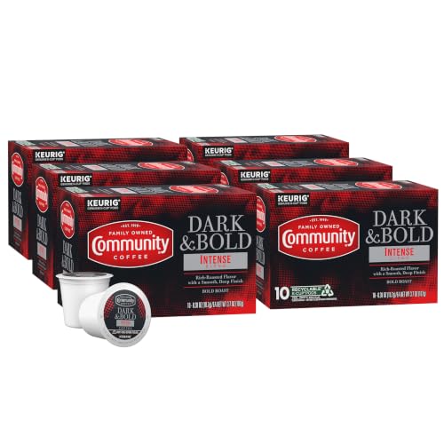 Image of Community Coffee Dark & Bold Intense Blend, Dark Roast Kcup Pods, 10 Count (Pack of 6)