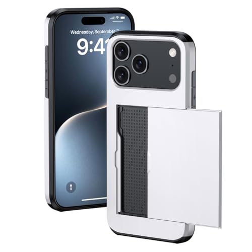Coque iPhone 15 Pro Max argent silicone rigide antichoc fente carte