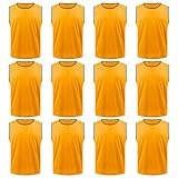 TopTie Soccer Pinnies Scrimmage Training Vests for Adult & Youth Sports Accessories Jerseys (12 Pack)-Yellow-Child