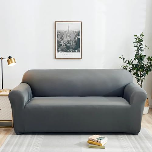 Image of Gurnoor Universal Triple Seater Sofa Cover Big Elasticity Cover for Couch 140 GSM Sofa Slipcover (Plain Dark Grey, 185-230cm)