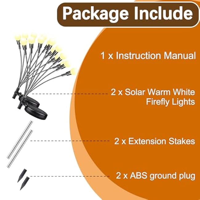 Warm-2Pack 16LED Firefly Warm Changing Lights,Garden Solar Lights Outdoor Decorative,Yard Waterproof Solar (Warm-2pcs)