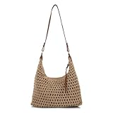 EVEOUT Bolso Bandolera de Ganchillo para Mujer Boho Bolso de Hombro Tejido de Nylon con Dos Correas para Playa Vacaciones Verano Diario