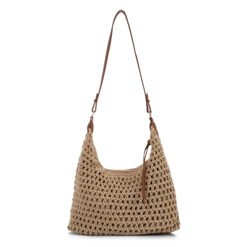 Imagen de EVEOUT Bolso Bandolera de Ganchillo para Mujer Boho Bolso de Hombro Tejido de Nylon con Dos Correas para Playa Vacaciones Verano Diario