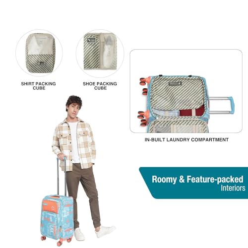 Image of uppercase JFK Plus 6800EST3TBL Cabin Eco Soft Trolley Bag, Dust Resistant Luggage Made of Sustainable Material, 8 Wheel Trolley Bag with TSA Lock,Travel Suitcase for Men & Women (Teal Blue)