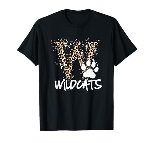 Wildcats Spirit Bold Letter W and Paw Print T-Shirt