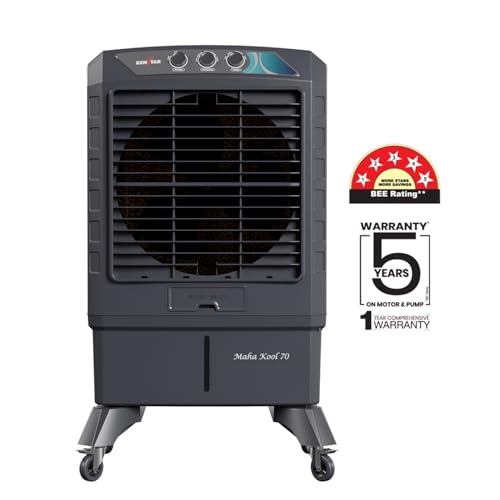 Kenstar MAHA KOOL HC 70 L Desert Air Cooler|Anti-Bacterial Honeycomb Pads|High-Speed Fan|Inverter Ready|50Ft Powerful Air Throw|1-Yr Product Warranty+5-Yr Warranty on Pump&Motor|5-Star BEE Rating|Grey view 2
