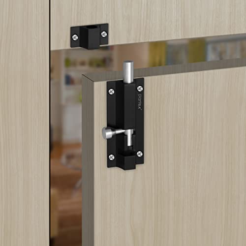 Image of Plantex Stainless Steel 4-inch Tower Bolt /Tower Bolt for Home,Offices Doors and Windows /Tower Bolt for Main Door /Wardrobe Door Latch /Kundi /Chitakini /Door Latch for Windows (Black Finish, Pack of 6)