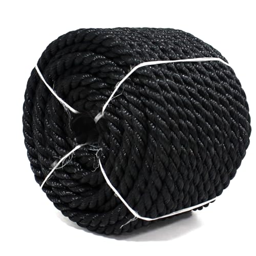 MERIANE Black Twisted Polyethylene Rope 1/2 Inch 100ft - 3100lbs