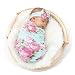 Galabloomer Newborn Receiving Blanket Headband Set Flower Print Baby Swaddle Receiving Blankets