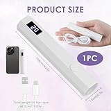Mini UV Lamps for Gel Nails with LED Screen Handheld Small Nail Lamps Led Flashlight USB Rechargeable 180mAh 3W Flash Cure Nail Drye 20s 60s Timer Fast Drying for Women DIY at Home Travel Salo White - Image 2