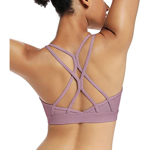 RUNNING GIRL Sports Bras for Women,Strappy Crisscross Back Padded Low Impact Running Sports Bra with Removable Cups