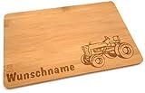 Samunshi® Holzbrett mit Gravur Alter Trecker aus Bambus Brett Frühstücksbrettchen Kinder als Holz Schneidebretter Holzbrett Küche Vesperbrett mit