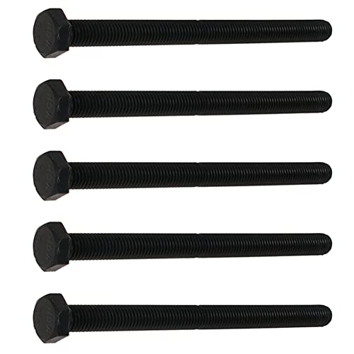 Image of Carbon Steel Hex Screw Bolts Hex Drive Fastener Rustproof Fully Threaded Metric Cap Bolts Black M10x140mm 5Pcs