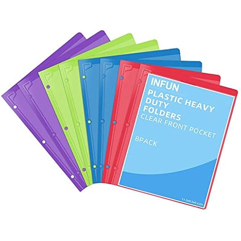 INFUN 8 Pack Heavy Duty Plastic Folders Cover