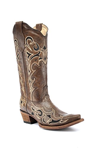 Corral Boots Women's Brown/Black Side Embroidery Western Boot