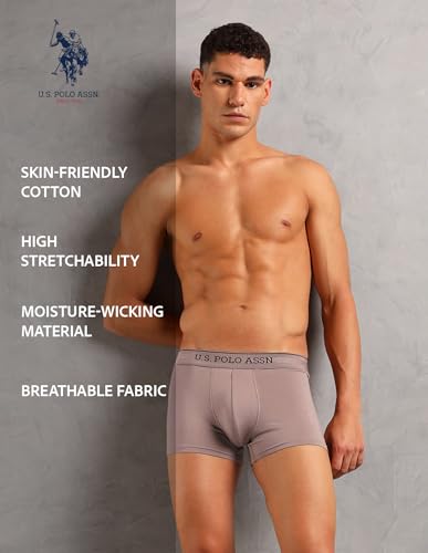 Image of U.S. Polo ASSN. Mens OET17 Solid Breathable Underwear Trunks - Pack of 3